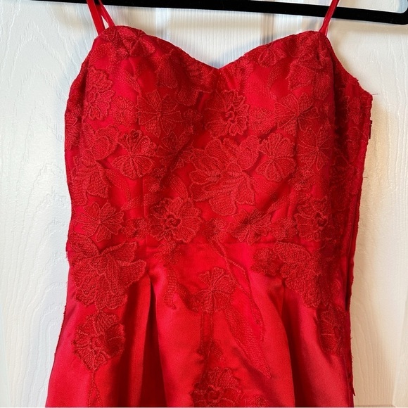 Jodi Kristopher Strapless Corset High Low Prom Dress Gown Lace Satin Red Size 7 - Picture 4 of 14